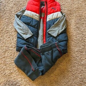 Puma Kids Red and Blue Jogger Set